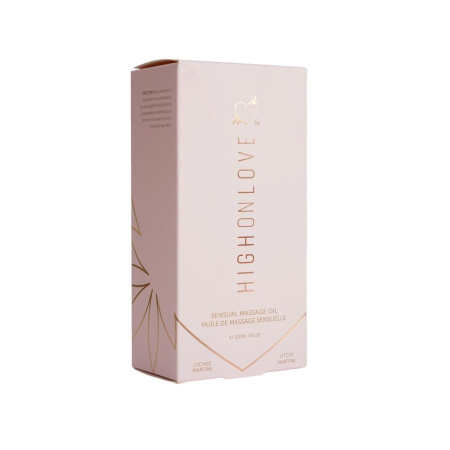 фото Массажное масло HighOnLove Massage Oil - Lychee Martini (120 мл) с маслом семян конопли  || фото Масажна олія HighOnLove Massage Oil - Lychee Martini (120 мл) з маслом насіння конопель 