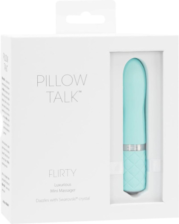 фото Роскошный вибратор PILLOW TALK - Flirty Teal с кристаллом Сваровски, гибкая головка  || фото Розкішний вібратор PILLOW TALK - Flirty Teal з кристалом Сваровські, гнучка голівка 