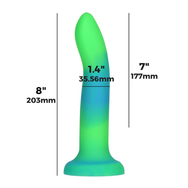 купить Светящийся в темноте фаллоимитатор ADDICTION - Rave - 8" Glow in the Dark Dildo - Blue Green
