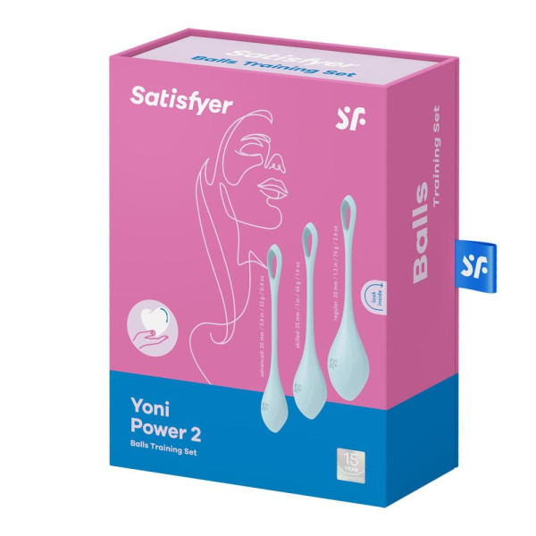 купить Набор йони бусин Satisfyer Yoni Power 2 Light Blue, диаметр 2-2,5-3см, вес 22-44-73гр