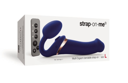 фото Безремневой вибрострапон с вакуумной стимуляцией Strap-On-Me MULTI ORGASM Blue L, регулируемый  || фото Безремінний вібрострапон з вакуумною стимуляцією Strap-On-Me MULTI ORGASM Blue L, регульований 