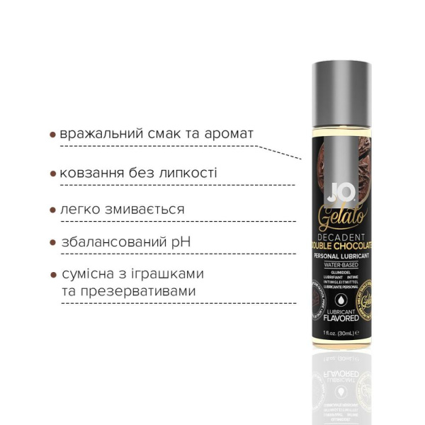 купить Смазка на водной основе System JO GELATO Double Chocolate (30 мл) без сахара, парабенов и гликоля