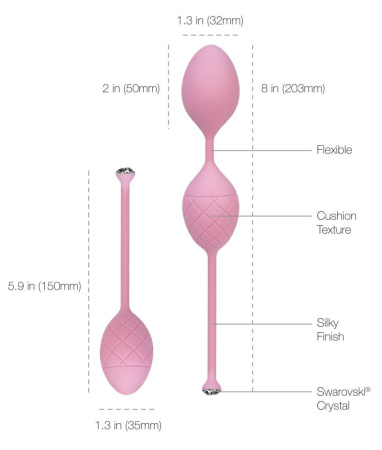 фото Роскошные вагинальные шарики PILLOW TALK - Frisky Pink с кристаллом, диаметр 3,2см, вес 49-75гр  || фото Розкішні вагінальні кульки PILLOW TALK - Frisky Pink з кристалом, діаметр 3,2 см, вага 49-75гр 