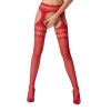 фото Эротические колготки-бодистокинг Passion S013 red, имитация высоких ажурных чулок и пояса