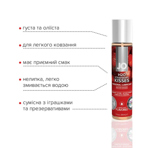 купить Смазка на водной основе System JO H2O — Strawberry Kiss (30 мл) без сахара, растительный глицерин