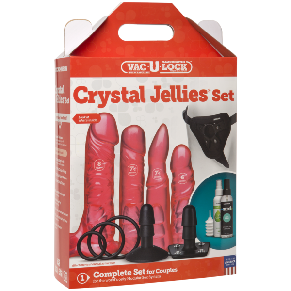 купити Набір для страпона Doc Johnson Vac-U-Lock Crystal Jellies Set, діаметр 3,8см, 2×4,5см, 5,1 см