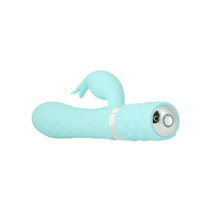 фото Роскошный кролик с ротацией и вибрацией Pillow Talk Lively, Teal, кристалл Сваровски, тройной отрост  || фото Розкішний кролик з ротацією та вібрацією Pillow Talk Lively Teal, кристал Сваровскі, потрійний відро 