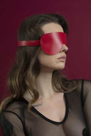 фото Маска на глаза Feral Feelings - Blindfold Mask, натуральная кожа, красная  || фото Маска на очі Feral Feelings - Blindfold Mask, натуральна шкіра, червона 