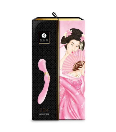 фото Вибромассажер Shunga Zoa Light Pink, двусторонний  || фото Вібромасажер Shunga Zoa Light Pink, двосторонній 