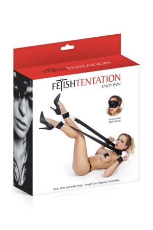 фото Фиксаторы для ног и рук Fetish Tentation Neck, Wrist and Ankle Strap с маской на глаза  || фото Фіксатори для ніг і рук Fetish Tentation Neck, Wrist and Ankle Strap з маскою на очі 