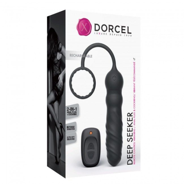 купить Анальный вибратор Dorcel Deep Seeker с эрекционным кольцом и пультом ДУ
