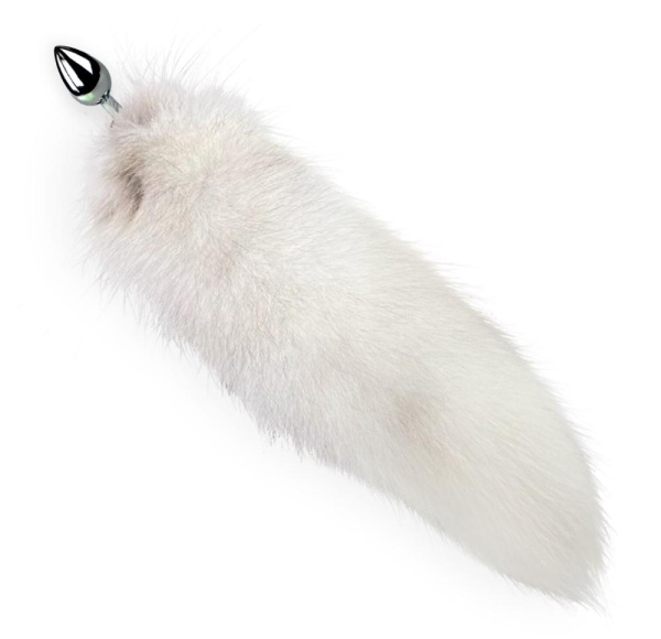 купить Металлическая анальная пробка с хвостом из натурального меха Art of Sex size M White fox