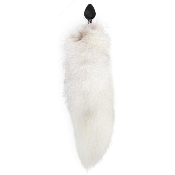 купить Силиконовая анальная пробка с хвостом из натурального меха Art of Sex size M White fox