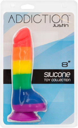 фото Радужный фаллоимитатор ADDICTION - JUSTIN - 8" - RAINBOW, 20,3 см, силикон  || фото Райдужний фалоімітатор ADDICTION - JUSTIN - 8 "- RAINBOW, 20,3 см, силікон, вібропуля в подарунок 