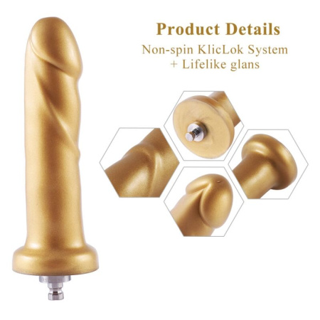 фото Золотой фаллоимитатор Hismith 6.8″ Golden Silicone Dildo, система KlicLok  || фото Золотий фалоімітатор Hismith 6.8″ Golden Silicone Dildo, система KlicLok 