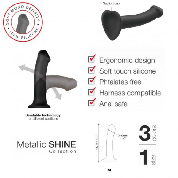 купить Насадка для страпона Strap-On-Me Mono Density Dildo Blue M, диам. 3,3см, однослойный силикон, гибкий
