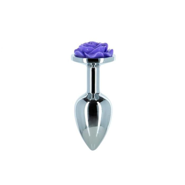 Металлическая анальная пробка Lux Active с розой - Rose Anal Plug - Purple, вибропуля в подарок