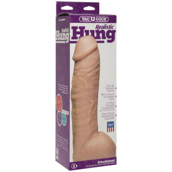 купить Фаллоимитатор Doc Johnson Realistic Hung - Vanilla, Vac-U-Lock, диаметр 7 см