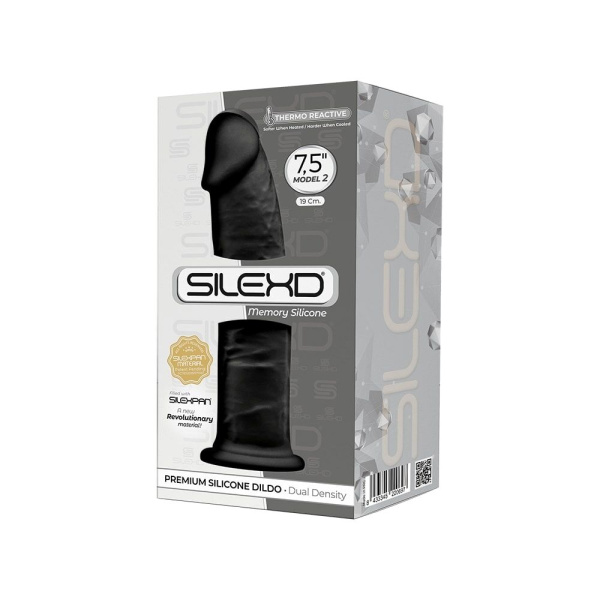 купить Фаллоимитатор SilexD Henry Black (MODEL 2 size 7,5in), двухслойный, силикон+Silexpan, диаметр 4,8см
