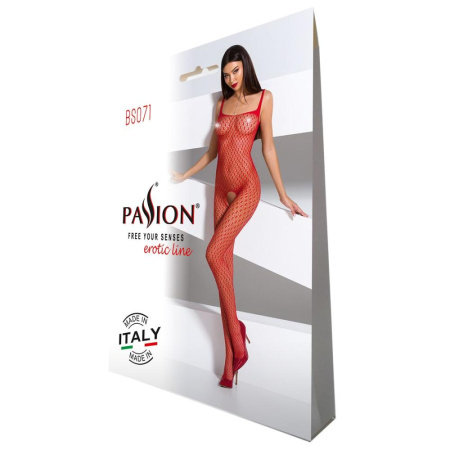 фото Бодистокинг Passion BS071 red, комбинезон на бретелях  || фото Бодістокінг Passion BS071 red, комбінезон на бретелях 