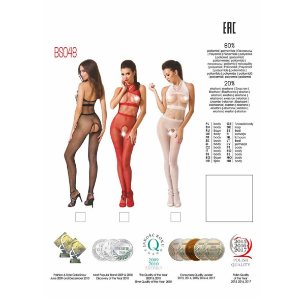 купить Бодистокинг Passion BS048 red, комбинезон, имитация колгот и открытого топа