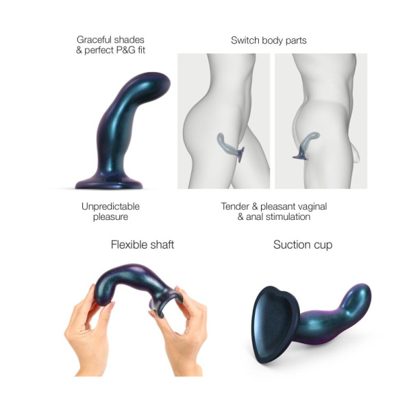 купити Дилдо Strap-On-Me DILDO PLUG SNAKY METALLIC BLUE, розмір M, діаметр 4 см, ввідна довжина 15,3 см