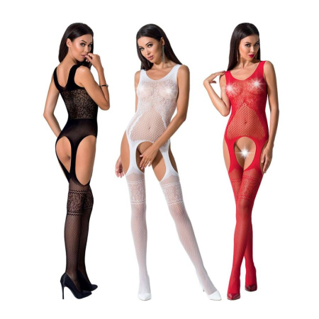 фото Бодистокинг Passion BS061 white, комбинезон, имитация чулок  || фото Бодістокінг Passion BS061 white, комбінезон, імітація панчох 