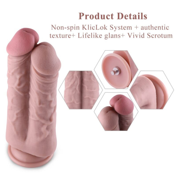 купить Двойной дилдо для секс-машин Hismith 8.5” Two Cocks One Hole Silicone Dildo
