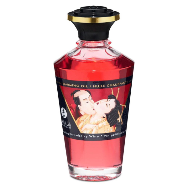 купить Разогревающее масло Shunga Aphrodisiac Warming Oil - Sparkling Strawberry Wine (100 мл) без сахара
