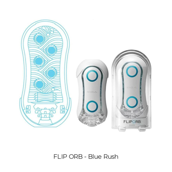 купить Мастурбатор Tenga FLIP ORB - Blue Rush, с изменяемым сжатием, со стимулирующими  шариками внутри