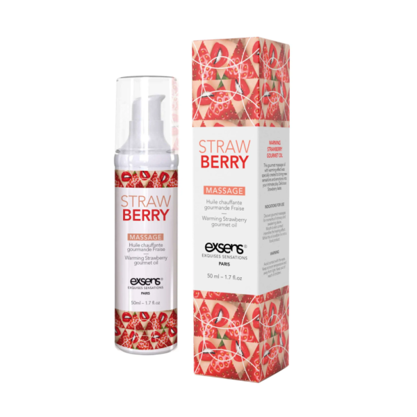 купить Массажное масло EXSENS Strawberry 50 мл разогревающее, без сахара, без парабенов, съедобное