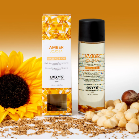 фото Массажное масло EXSENS Amber Jojoba (гармонизирующее с янтарем) 100мл, натуральное  || фото Масажна олія EXSENS Amber Jojoba (гармонізує, з бурштином) 100мл, натуральна 