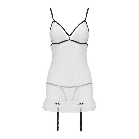 фото Сорочка прозрачная с пажами ORIHIME CHEMISE white L/XL - Passion, трусики, стрэпы  || фото Сорочка прозора з пажами ORIHIME CHEMISE white L/XL - Passion, трусики, стрепи 