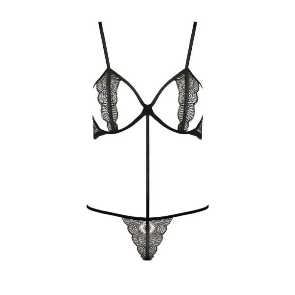 купить Комплект белья QUENTRIS BIKINI black L/XL - Passion Exclusive, стринги и полуоткрытый лиф