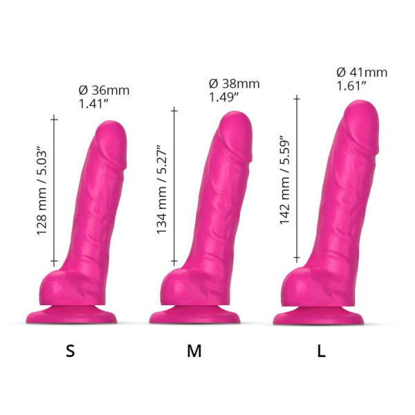 купить Реалистичный фаллоимитатор Strap-On-Me Sliding Skin Realistic Dildo Fuchsia - L, эффект подвижной ко