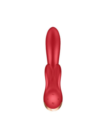 фото Смарт вибратор кролик с двойным отростком Satisfyer Double Flex Red  || фото Смарт вібратор кролик із подвійним відростком Satisfyer Double Flex Red 