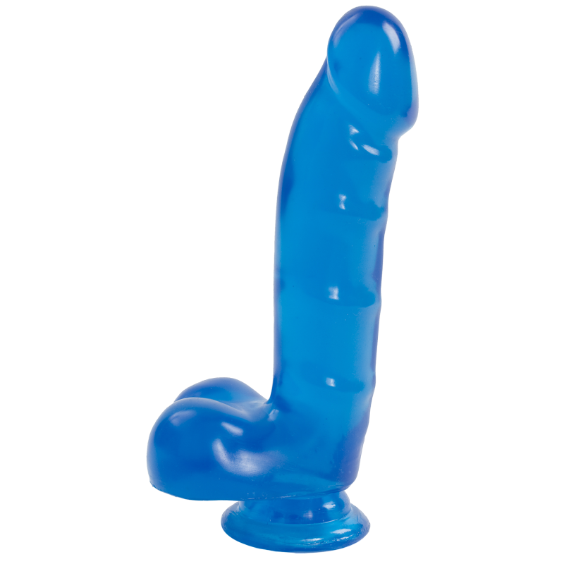 Фалоімітатор Doc Johnson Jelly Jewels Cock & Balls Blue, діаметр 3,6 см, антибактеріальний ПВХ