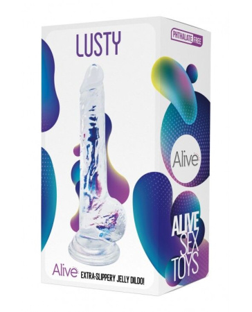 фото Прозрачный фаллоимитатор Alive Jelly Dildo Lusty, ТПЕ, присоска, диаметр 3,2см, длина 18см  || фото Прозорий фалоімітатор Alive Jelly Dildo Lusty, ТПЕ, присоска, діаметр 3,2см, довжина 18см 