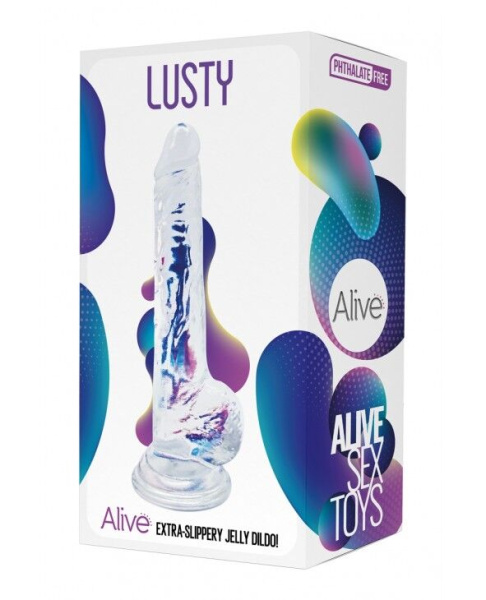 купить Прозрачный фаллоимитатор Alive Jelly Dildo Lusty, ТПЕ, присоска, диаметр 3,2см, длина 18см