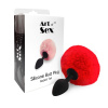 фото Силиконовая анальная пробка М Art of Sex - Silicone Butt plug Rabbit Tail, Красный  || фото Силіконова анальна пробка М Art of Sex - Silicone Butt plug Rabbit Tail, Червоний 