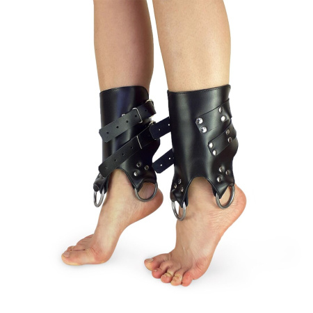 фото Поножи манжеты для подвеса за ноги Leg Cuffs For Suspension из натуральной кожи, цвет черный SO5182