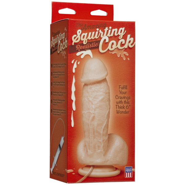 купить Кончающий фаллоимитатор Doc Johnson The Amazing Squirting Realistic Cock, ПВХ, диаметр 5,1см