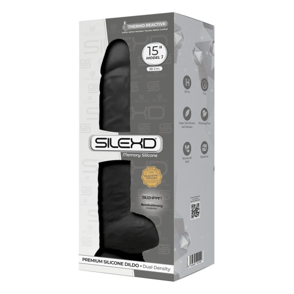 купить Фаллоимитатор SilexD Kingston Black (MODEL 15in), двухслойный, силикон+Silexpan, диаметр 7 см