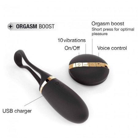 фото Виброяйцо Dorcel Secret Delight Gold с пультом ДУ, с турборежимом и голосовым управлением  || фото Виброяйце Dorcel Secret Delight Gold з пультом ДК, з турборежимом і голосовим керуванням 