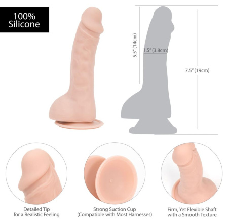 фото Изогнутый фаллоимитатор на присоске ADDICTION — BRAD 7,5″ Dildo With Balls, Beige  || фото Вигнутий фалоімітатор на присосці ADDICTION — BRAD 7,5″ Dildo With Balls, Beige 