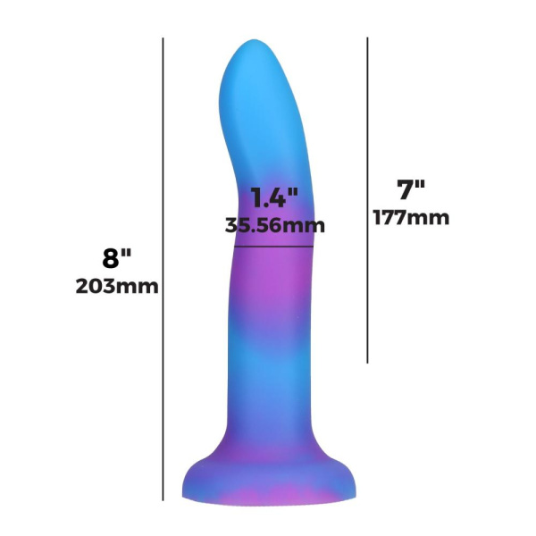 купить Светящийся в темноте фаллоимитатор ADDICTION - Rave - 8" Glow in the Dark Dildo - Blue Purple