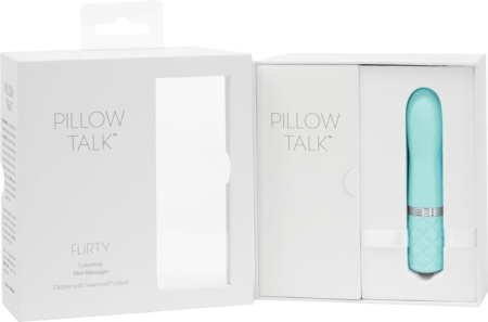 фото Роскошный вибратор PILLOW TALK - Flirty Teal с кристаллом Сваровски, гибкая головка  || фото Розкішний вібратор PILLOW TALK - Flirty Teal з кристалом Сваровські, гнучка голівка 
