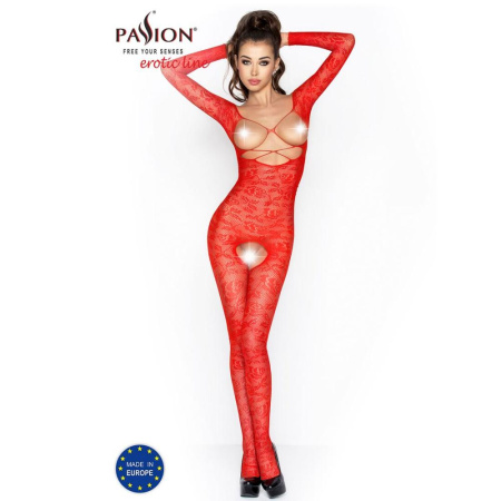 фото Бодистокинг Passion BS031 red, комбинезон с открытой грудью  || фото Бодістокінг Passion BS031 red, комбінезон з відкритими грудьми 