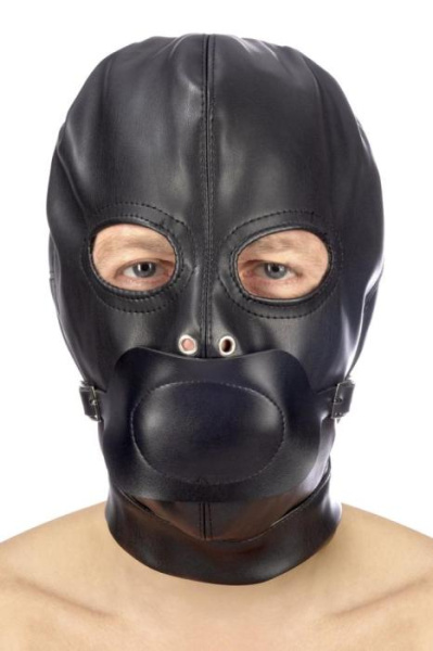 купить Капюшон с кляпом для БДСМ Fetish Tentation BDSM hood in leatherette with removable gag