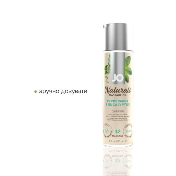 купить Массажное масло System JO - Naturals Massage Oil - Peppermint&Eucalyptus с эфирными маслами (120 мл)